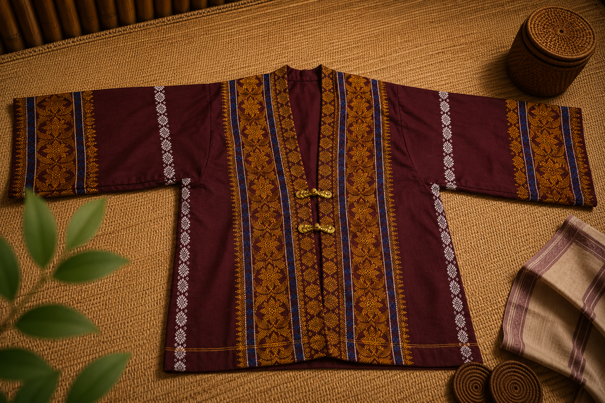 FULL AAGOR KIMONO- MAROON SPICE