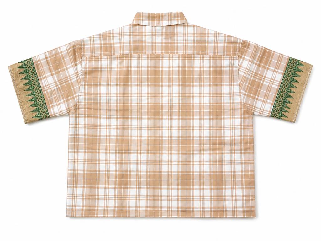MODERN CHEONGSAM BOXY SHIRT CARAMEL