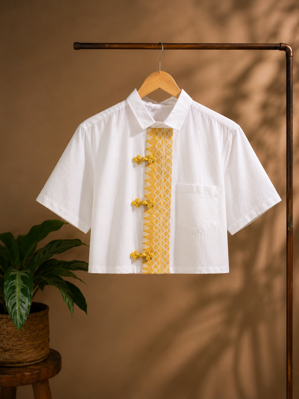 MODERN CHEONGSAM BOXY SHIRT ALL WHITE
