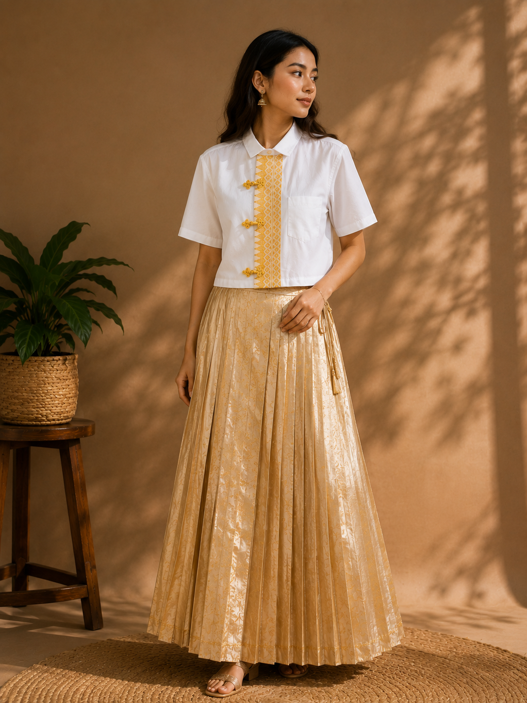 MODERN CHEONGSAM BOXY SHIRT ALL WHITE