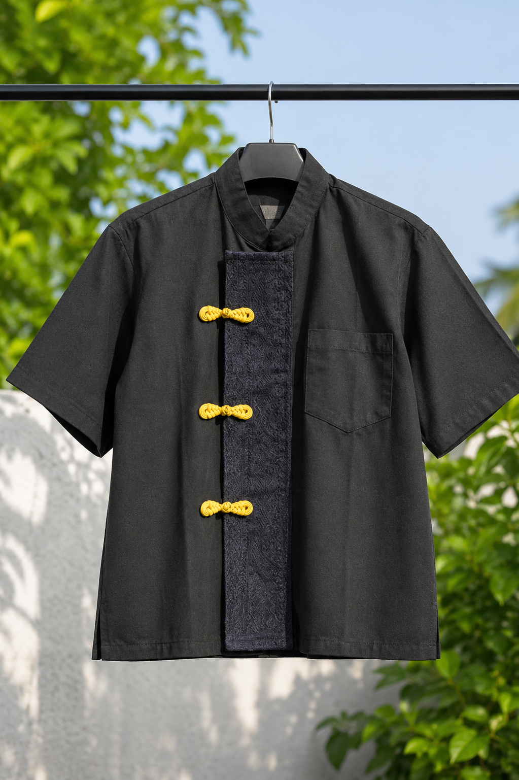 MODERN CHEONGSAM BOXY SHIRT ALL BLACK