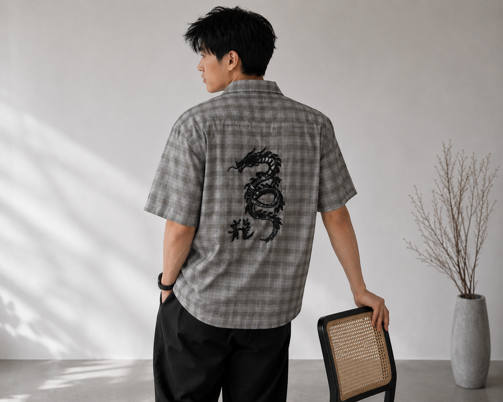 MODERN CHEONGSAM BOXY SHIRT SOFT ASH