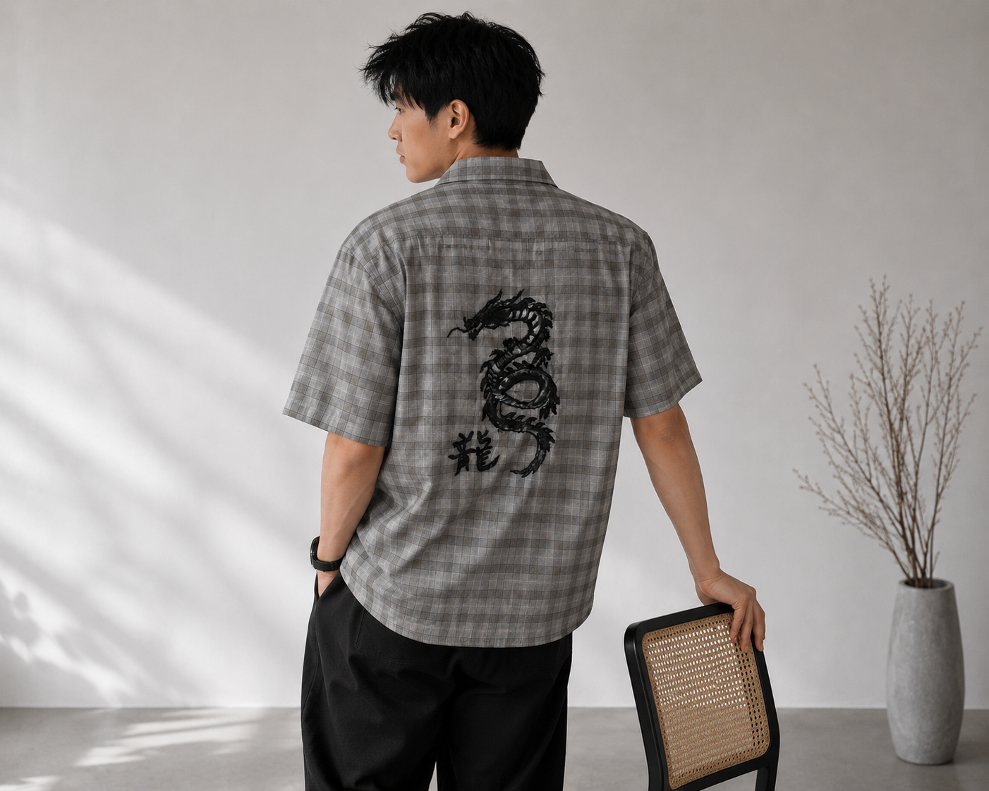 MODERN CHEONGSAM BOXY SHIRT SOFT ASH