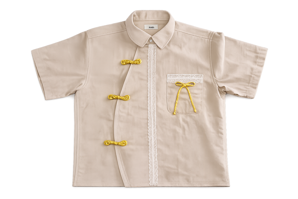 FORMAL CHEONGSAM BOXY SHIRT - Beige