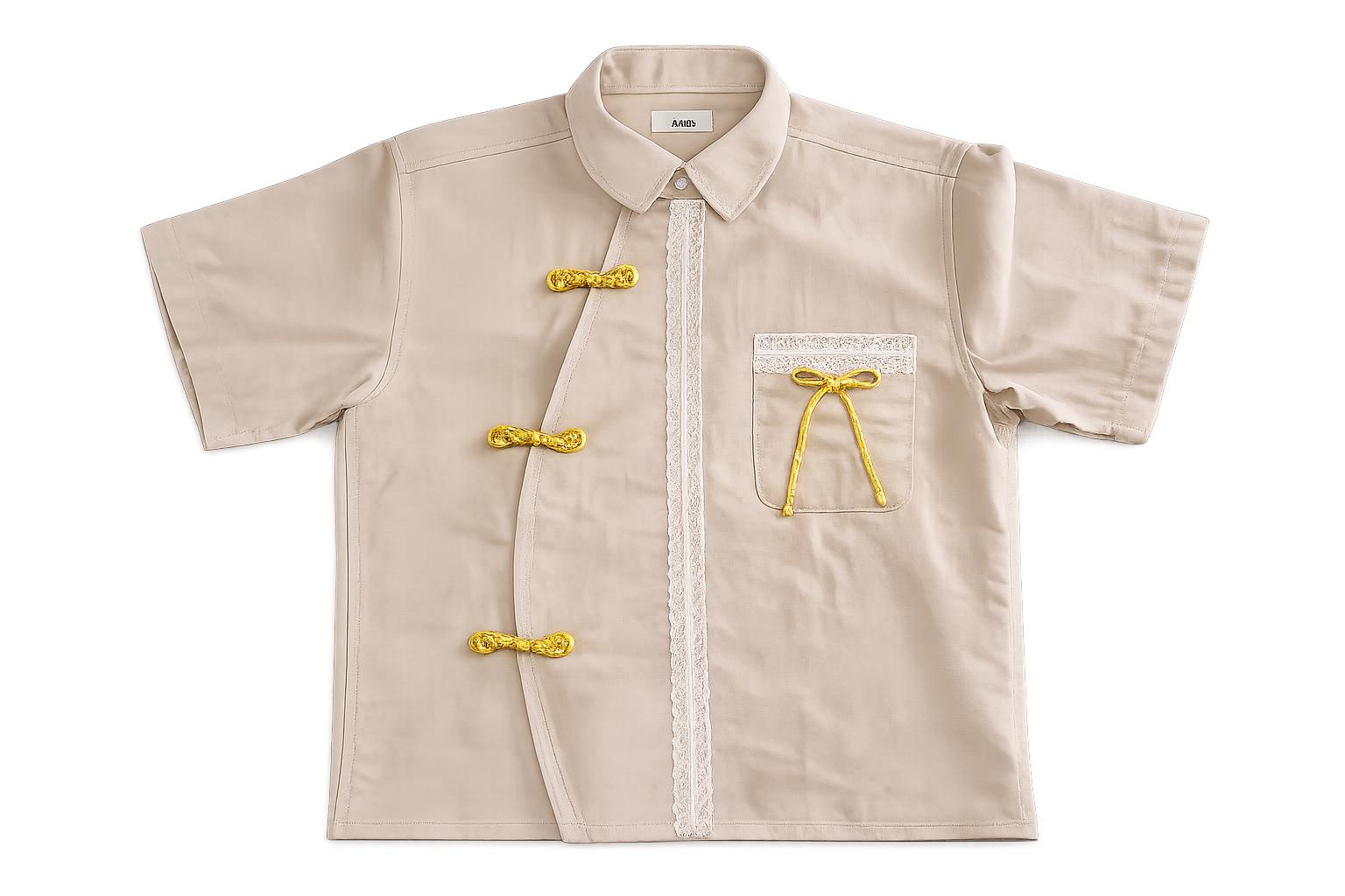 FORMAL CHEONGSAM BOXY SHIRT - Beige