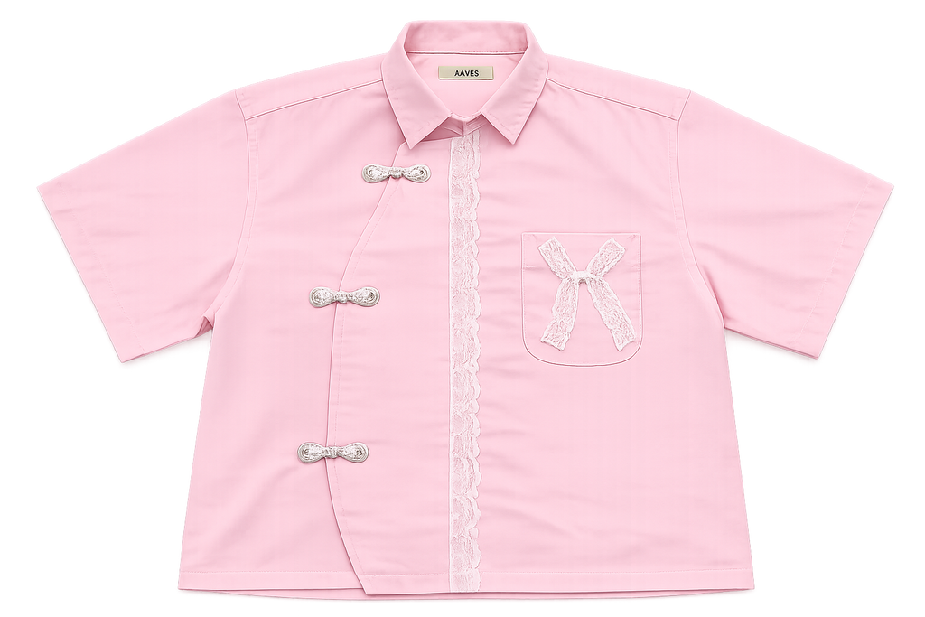 FORMAL CHEONGSAM BOXY SHIRT -PINK
