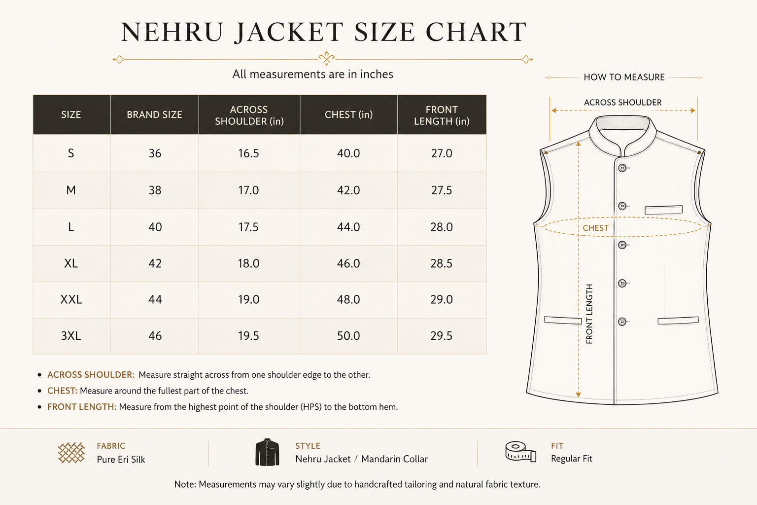 PURE ERI SILK WAIST COAT/ NEHRU JACKET