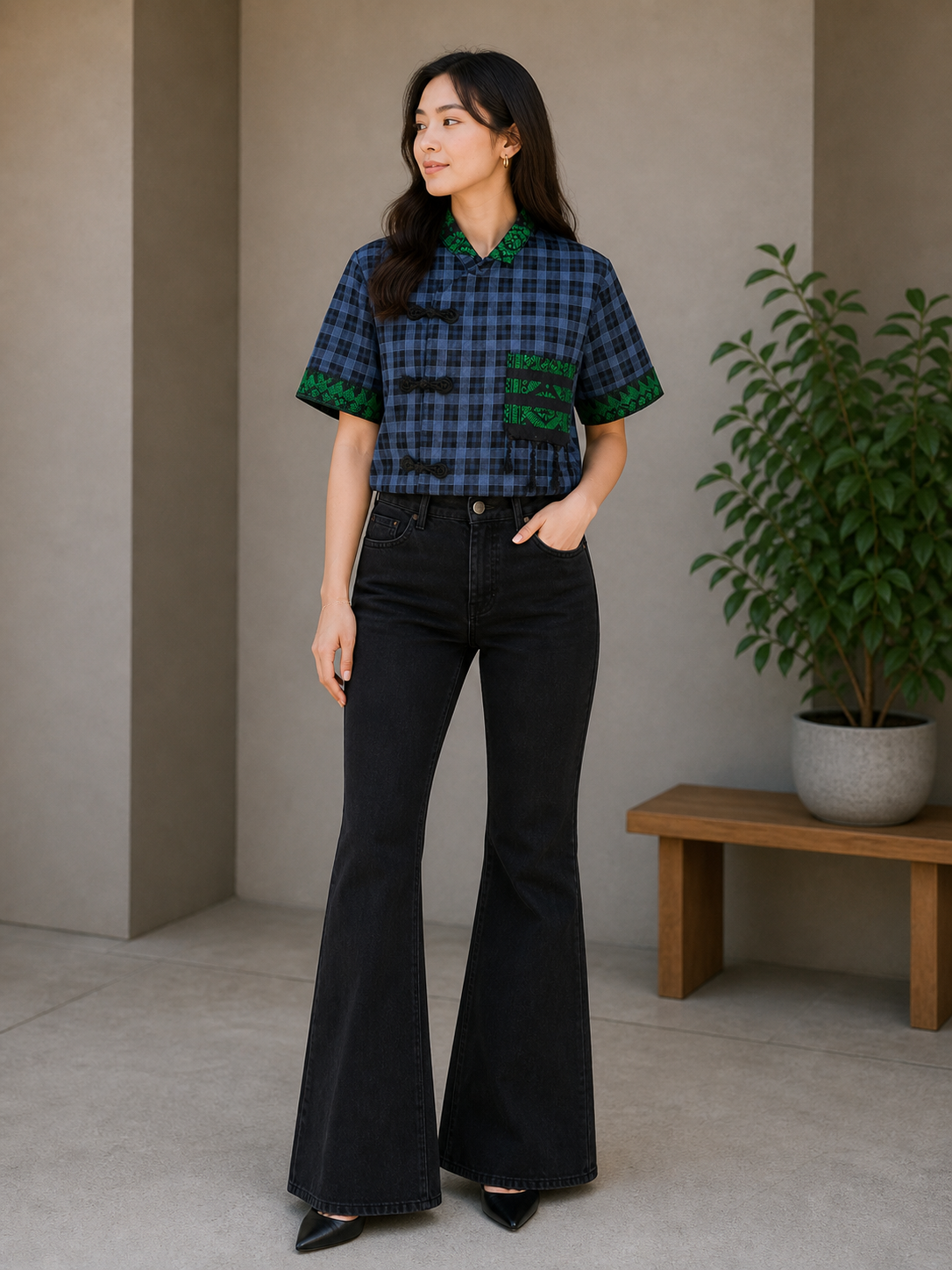 MODERN CHEONGSAM BOXY SHIRT MOONLIT HILL
