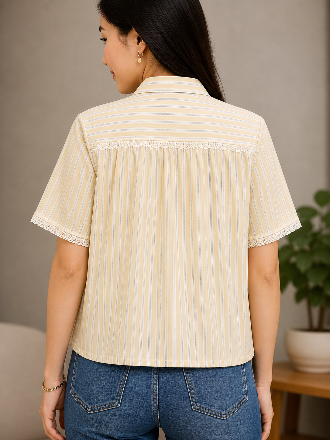 MODERN CHEONGSAM BOXY SHIRT PASTEL YELLOW