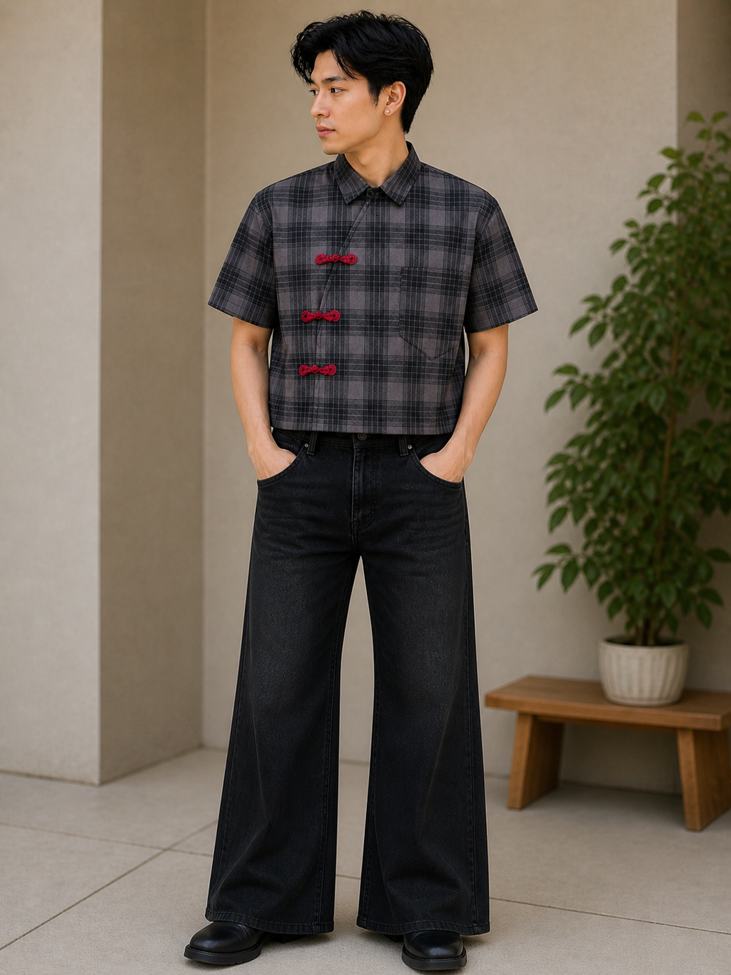 MODERN CHEONGSAM BOXY SHIRT PURPLE HEART