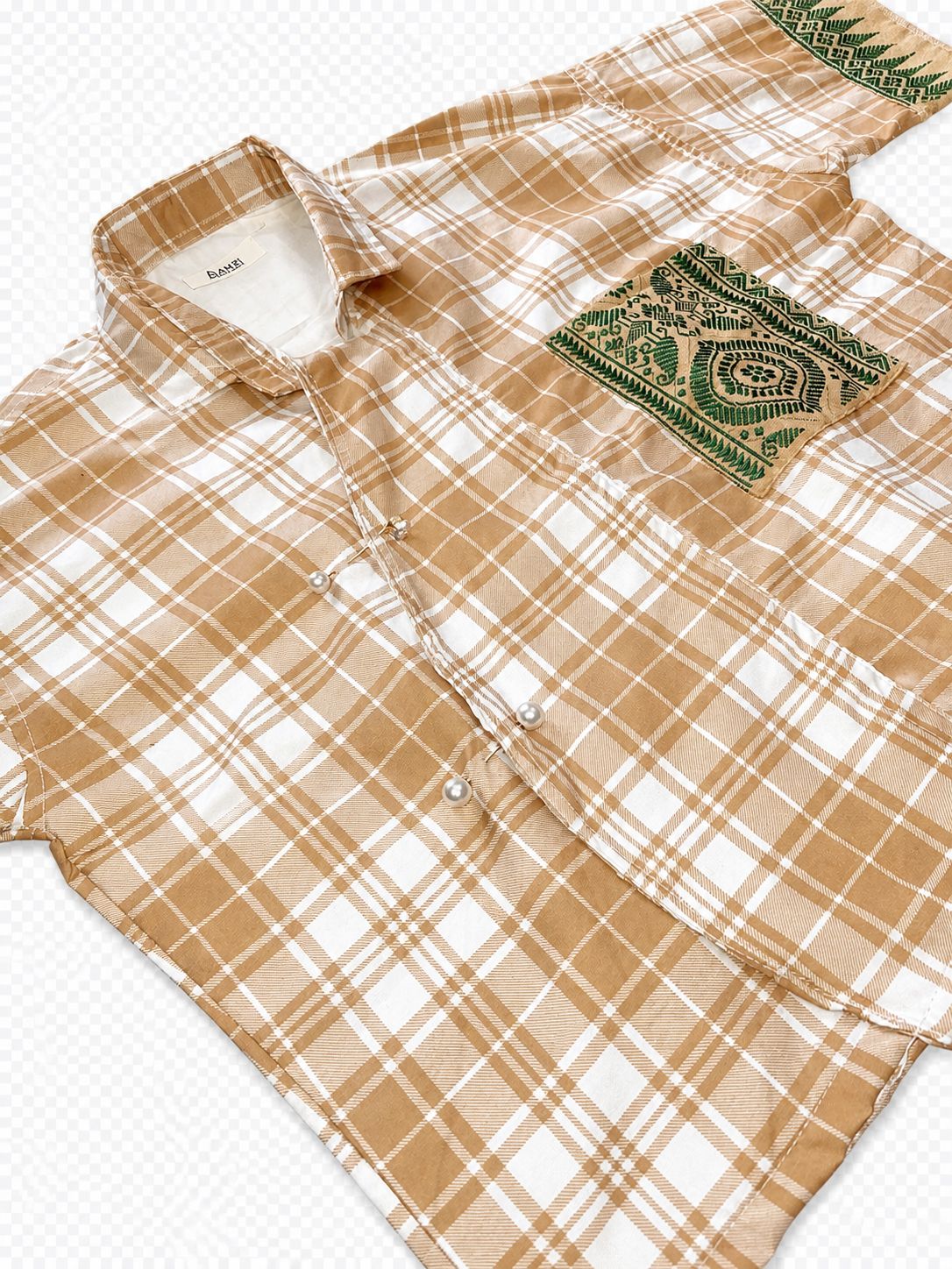 MODERN CHEONGSAM BOXY SHIRT CARAMEL