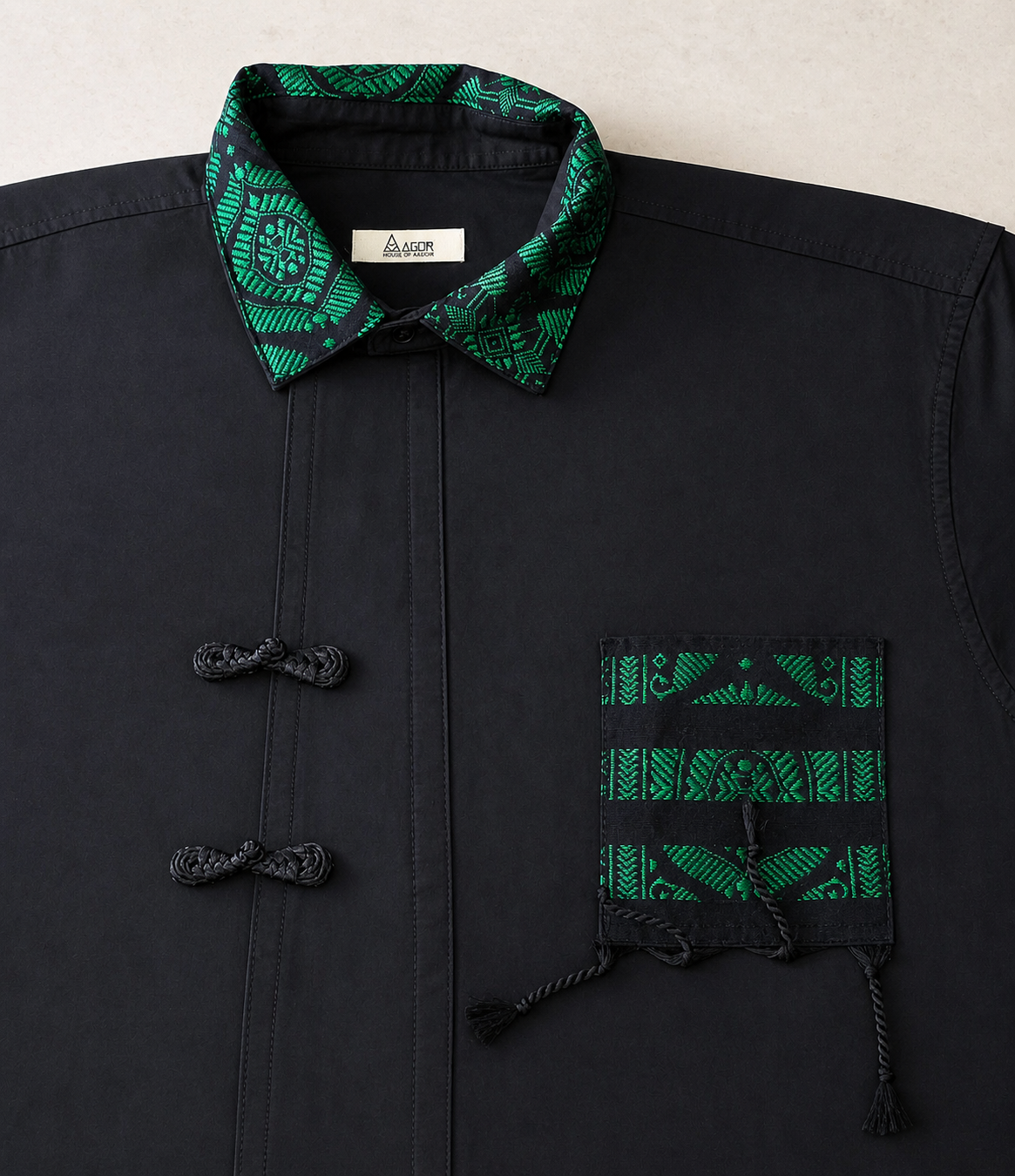 MODERN CHEONGSAM BOXY SHIRT MIDNIGHT HILL