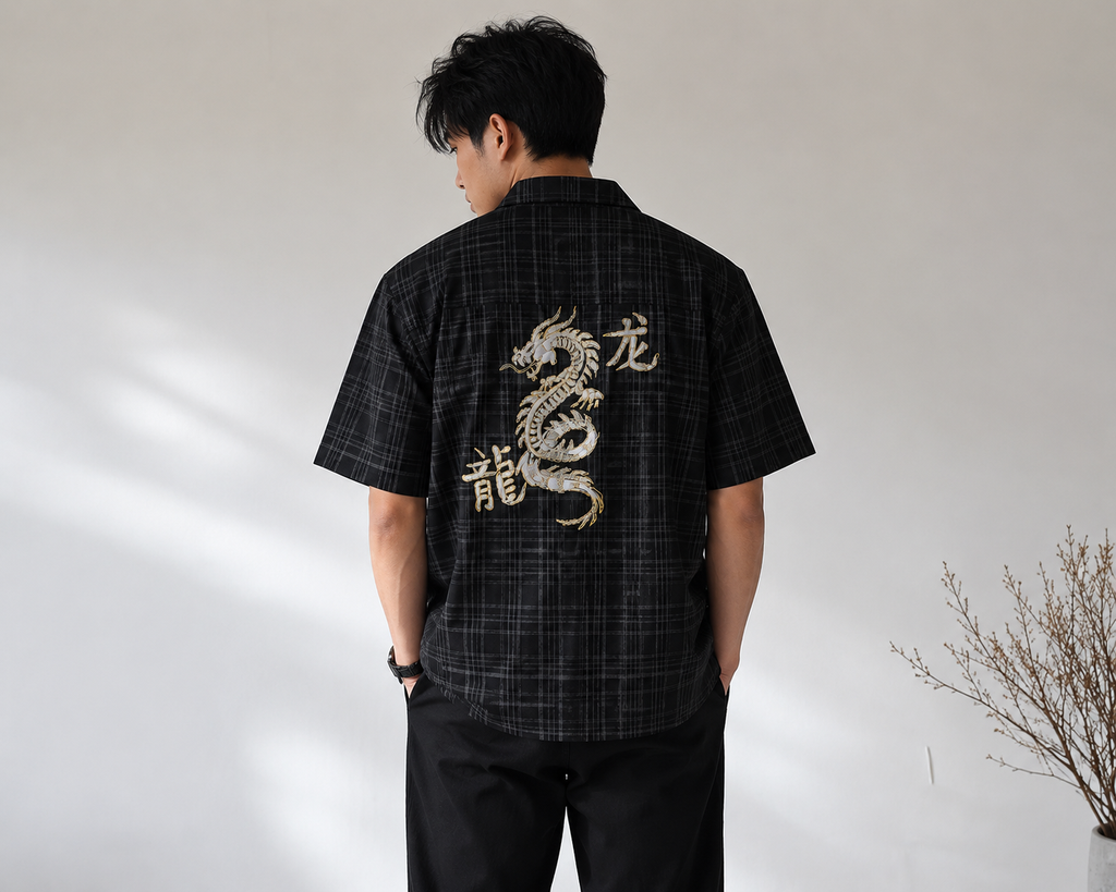 MODERN CHEONGSAM BOXY SHIRT BLACK SWAN