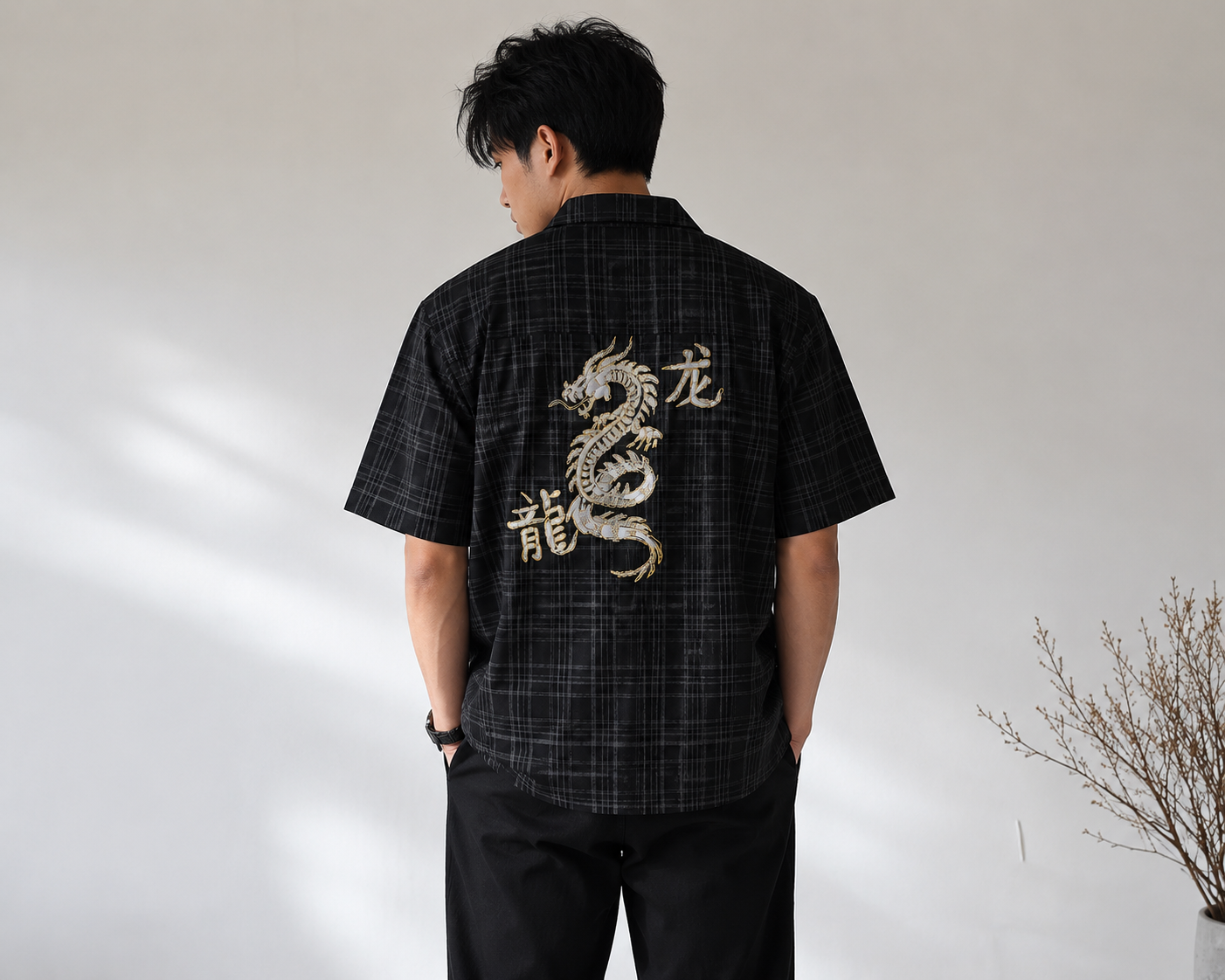 MODERN CHEONGSAM BOXY SHIRT BLACK SWAN