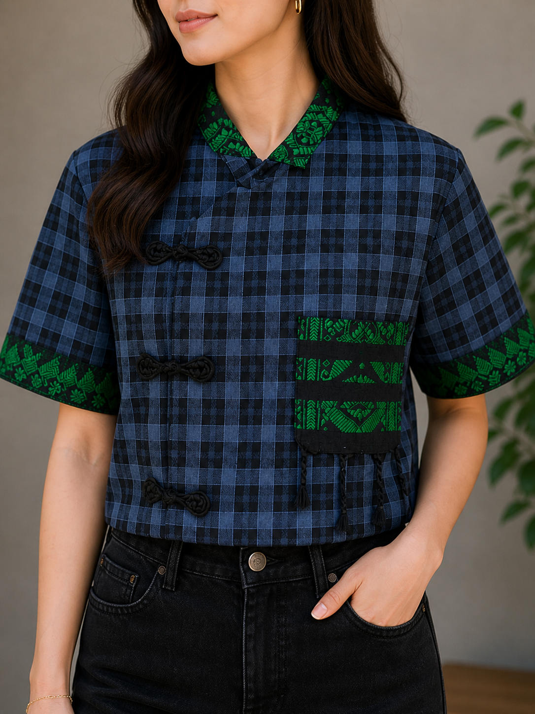 MODERN CHEONGSAM BOXY SHIRT MOONLIT HILL