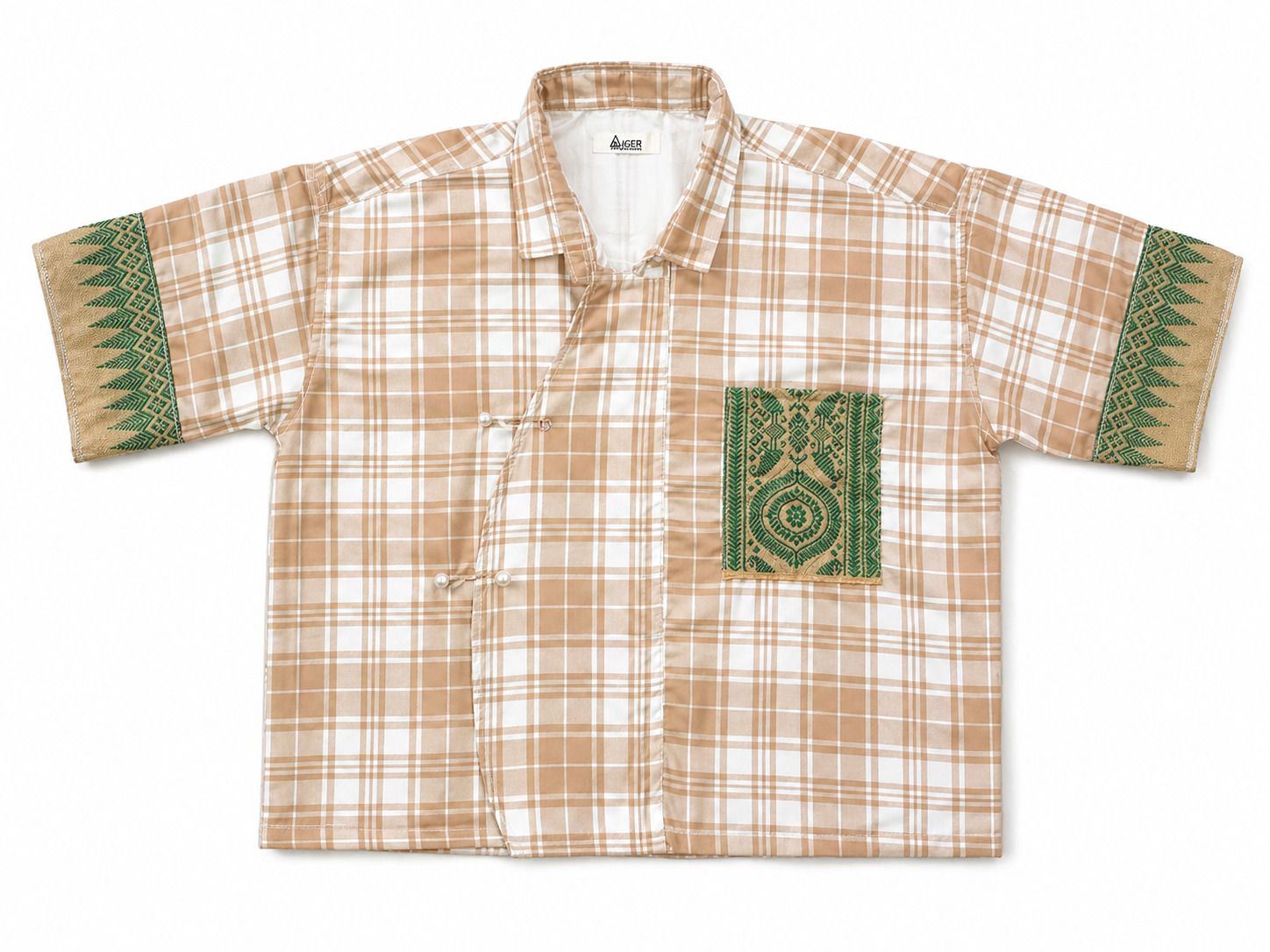 MODERN CHEONGSAM BOXY SHIRT CARAMEL