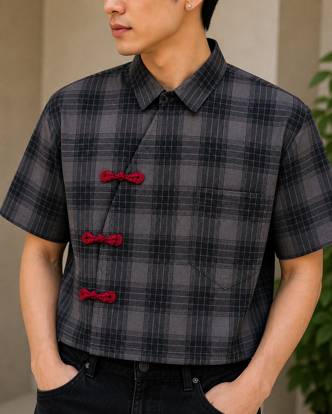 MODERN CHEONGSAM BOXY SHIRT PURPLE HEART