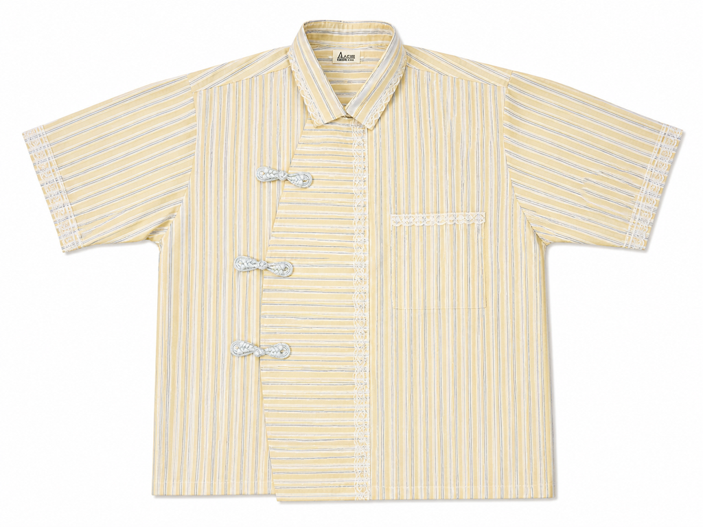 MODERN CHEONGSAM BOXY SHIRT PASTEL YELLOW