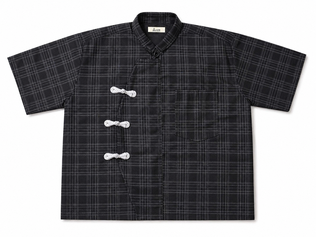 MODERN CHEONGSAM BOXY SHIRT BLACK SWAN