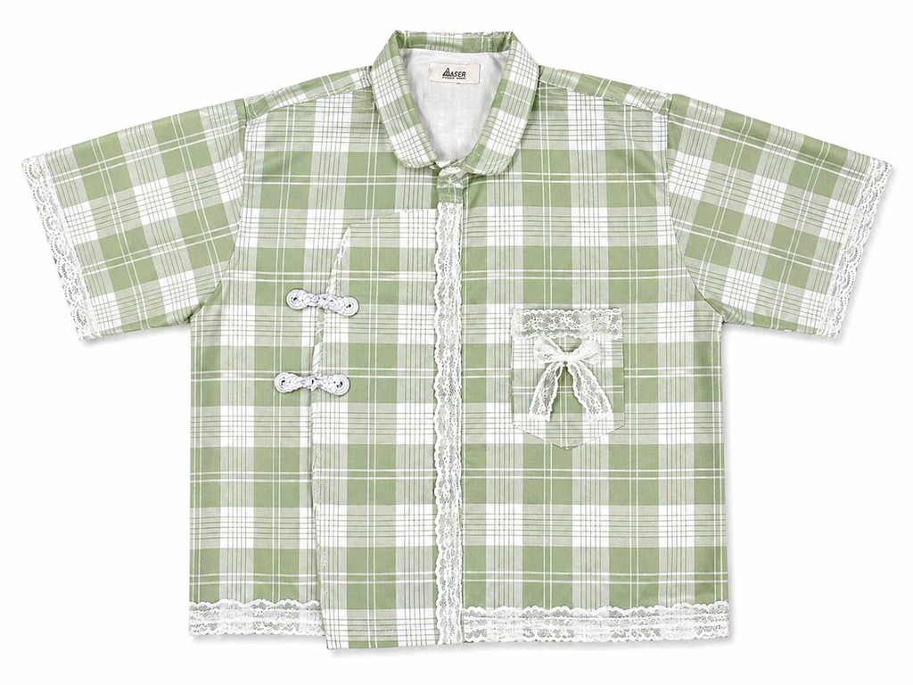 MODERN CHEONGSAM BOXY SHIRT MATCHA