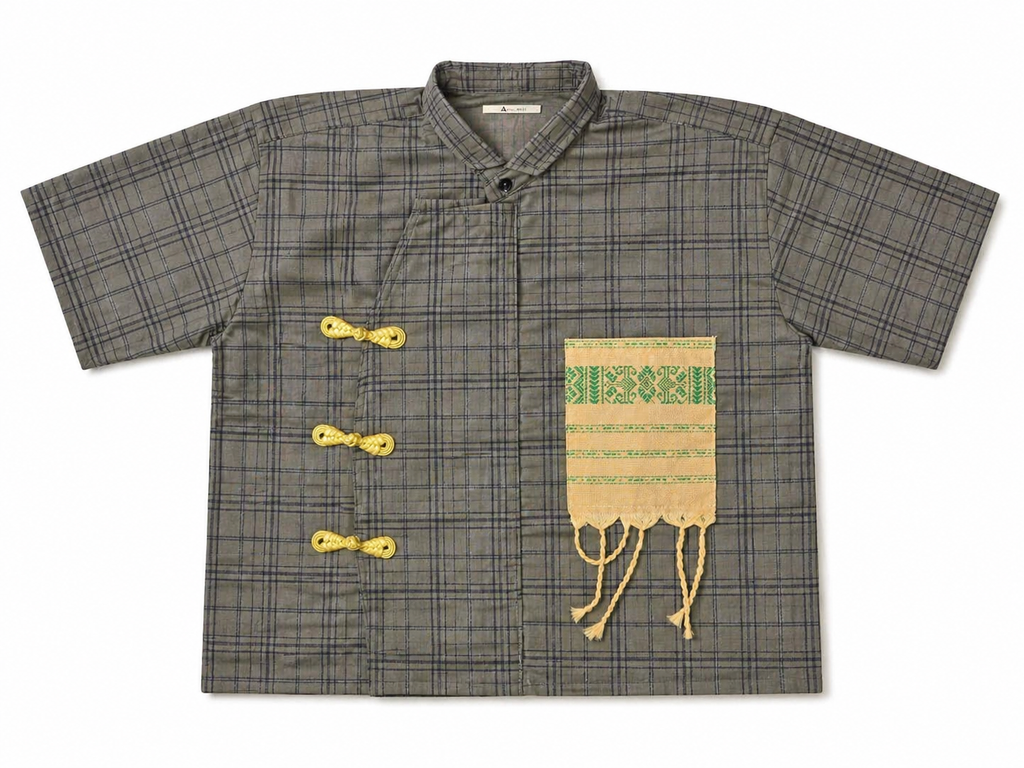 MODERN CHEONGSAM BOXY SHIRT OLIVE GREY