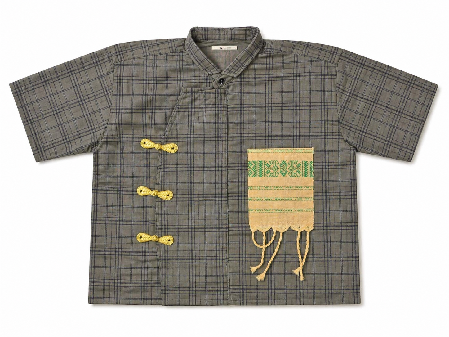 MODERN CHEONGSAM BOXY SHIRT OLIVE GREY