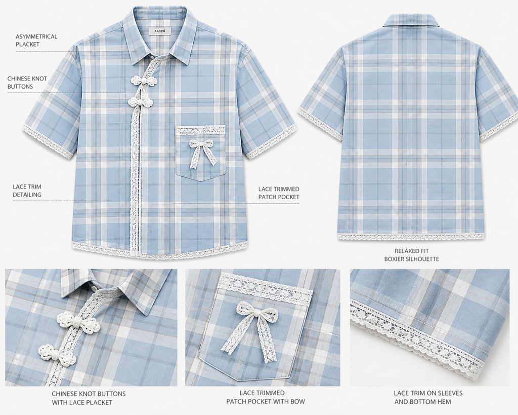 MODERN CHEONGSAM BOXY SHIRT CLOUDY