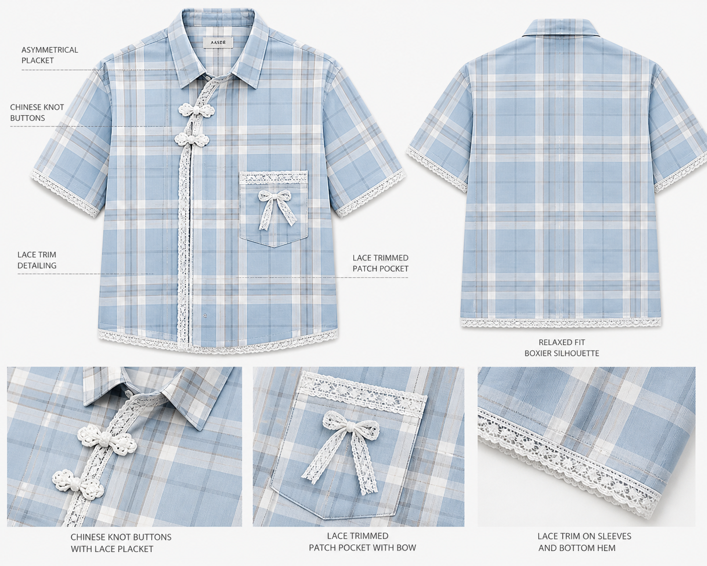 MODERN CHEONGSAM BOXY SHIRT CLOUDY
